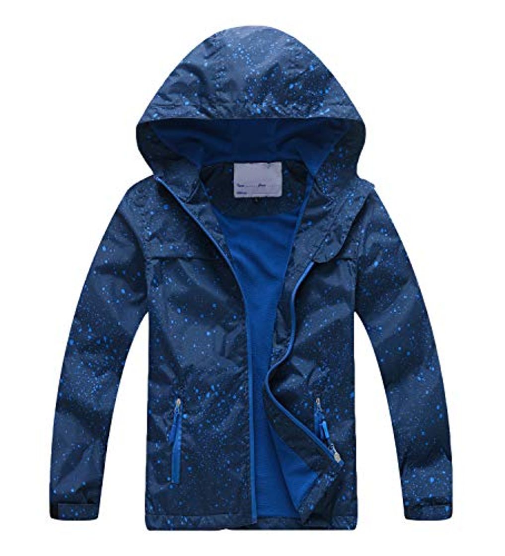 Fashion YoungSoul Chaqueta Impermeable para Niños - Cortavientos con Forro Polar y Capucha-