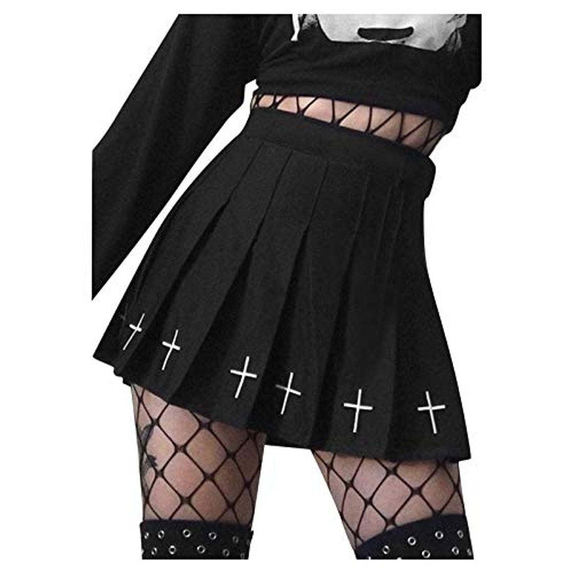 Social KnuraLA - Minifalda gótica de cintura alta para mujer, falda con volantes