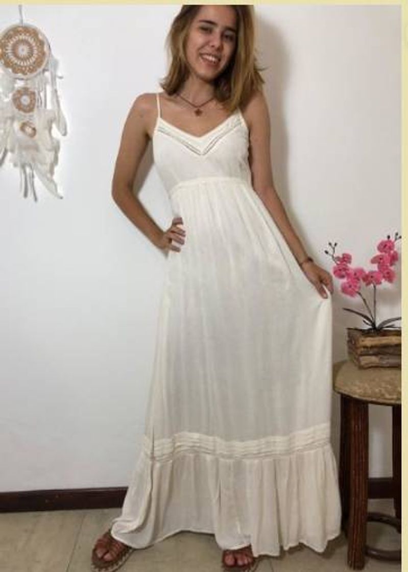 Moda Vestido longo tom off