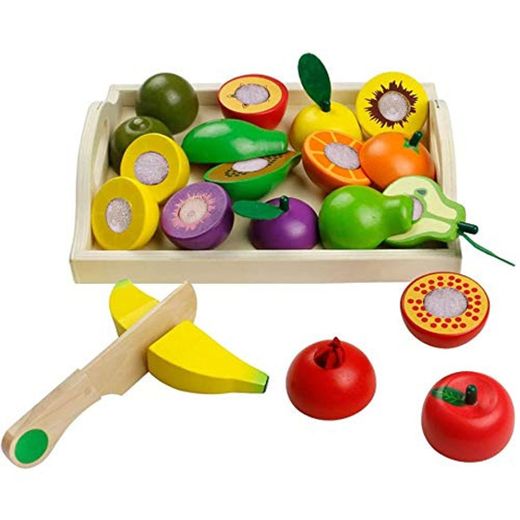 jerryvon Frutas y Verduras Juguete para Cortar Frutas Verduras Juguetes Montessori Comida