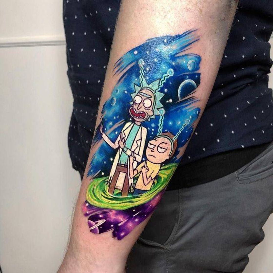 Fashion Tattoo colorida- Rick And Morty