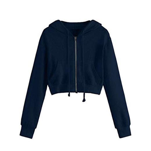 Sudadera sexy con cremallera para mujer azul 68 cm