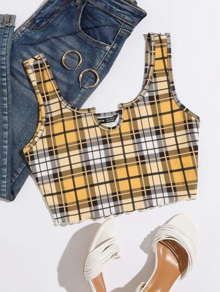 Fashion Plaid Print Crop Tank Top | SHEIN USA