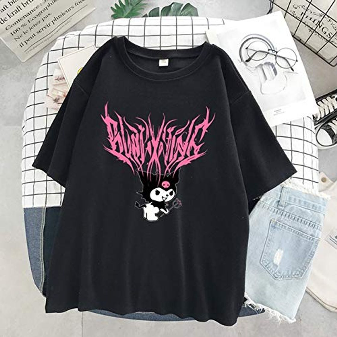 Moda WPLHH Harajuku - Sudadera con capucha de manga corta, diseño de dibujos