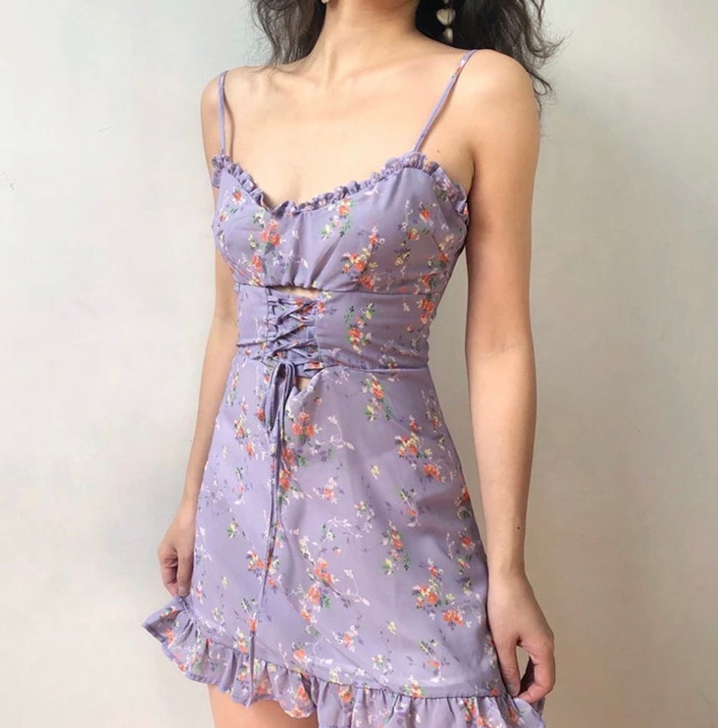 Fashion Lavender Floral Dress 