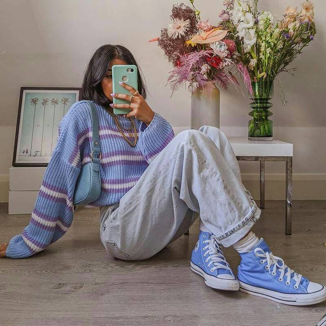 Moda 90s Aesthetic Style Knitted Sweater💙💜