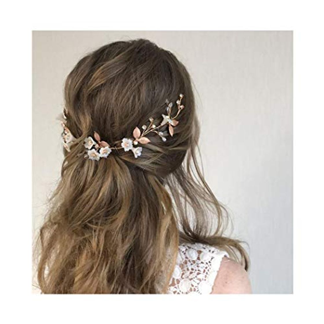 Moda IYOU diadema nupcial con diseño de flores y perlas vides de pelo