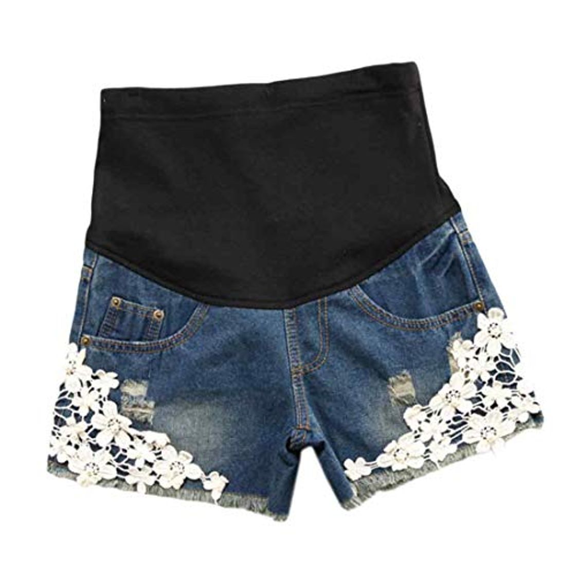 Moda Inlefen Mujer Shorts de Mezclilla de Maternidad Jean Shorts de salón El Embarazo Corto Pantalones Ajustable Over Bump Pantalones Vaqueros