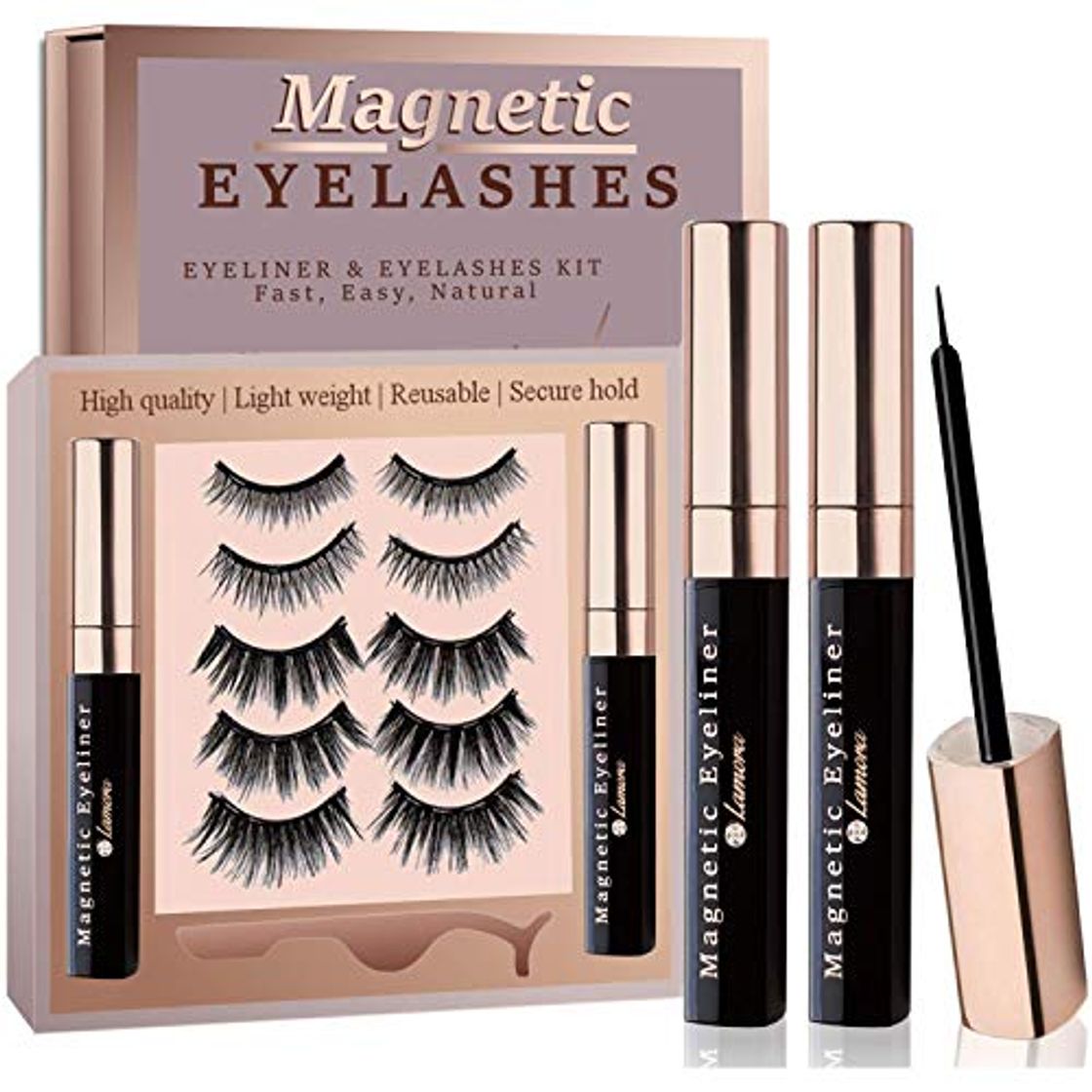 Social Pestañas Magneticas Con Delineador De Ojos Magnético - Paquete De Pestañas Postizas