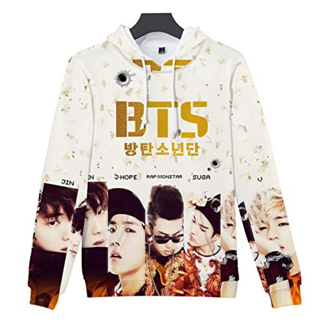 Moda SIMYJOY Sudadera con Capucha Korea Pop Unisex Sweat K-Pop Sudadera Rayas de