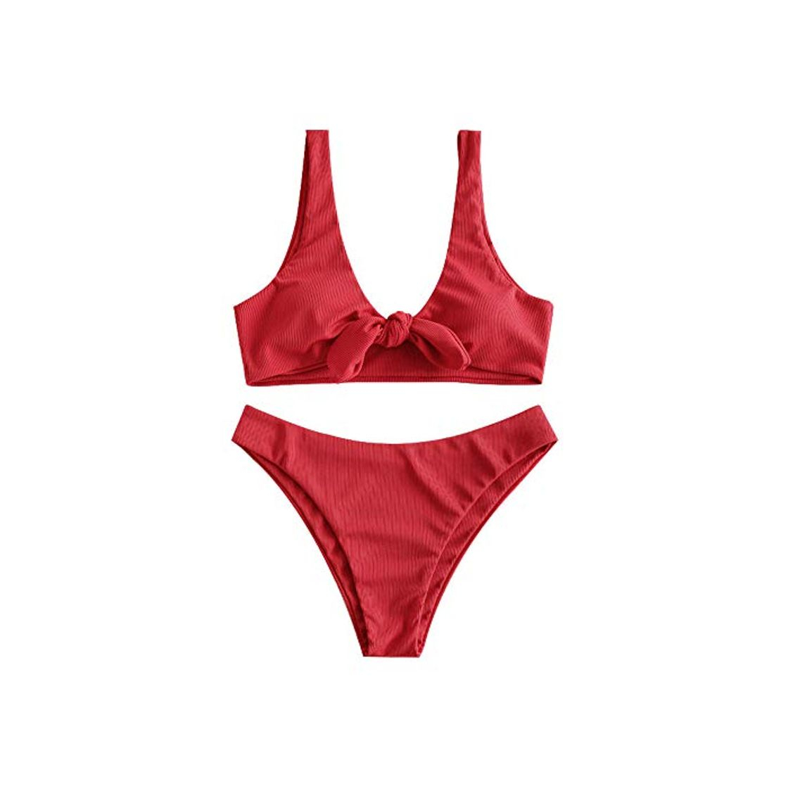 Fashion ZAFUL Conjunto de bikini brasileño acolchado para mujer rojo