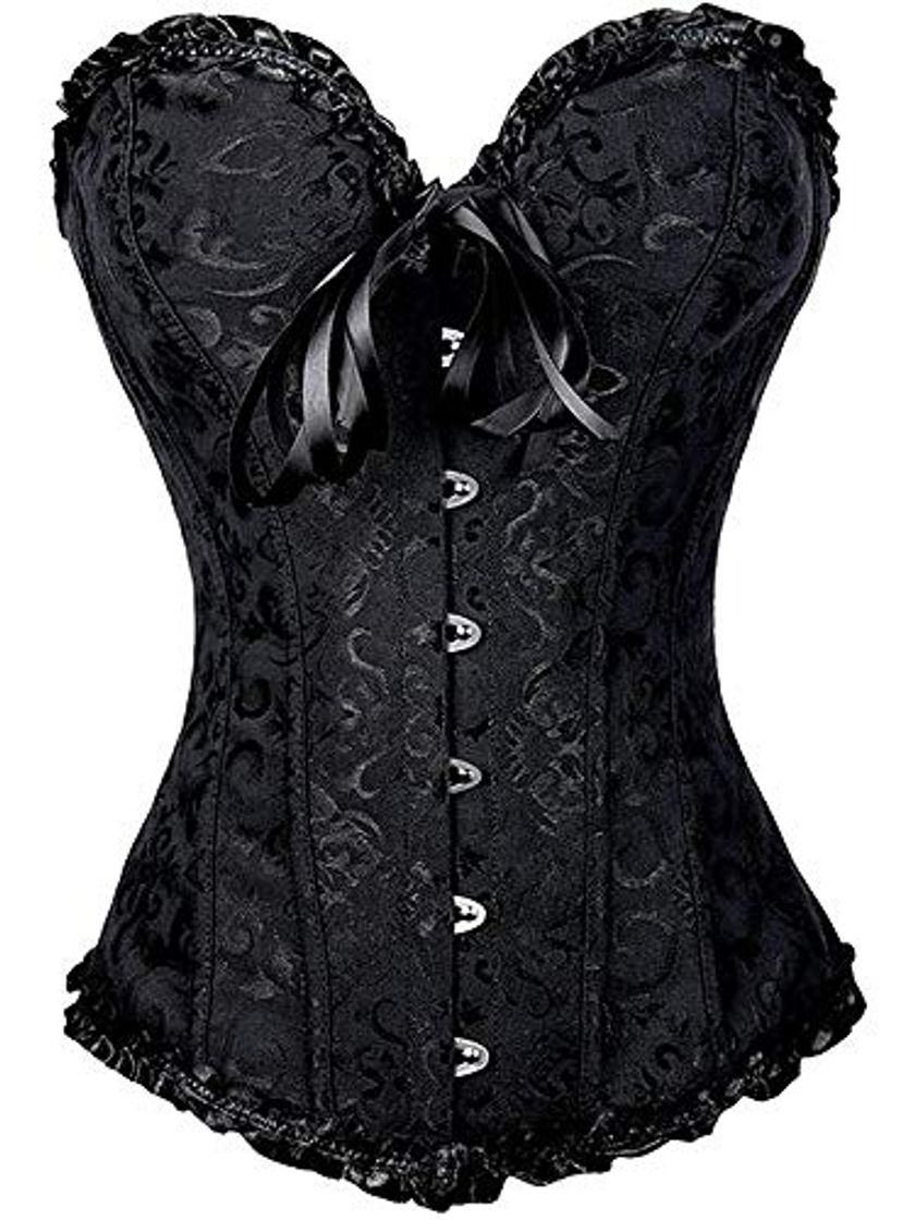 Producto EZSTAX Vintage Brocado Encaje Cinta Ajustablee Lace Push-up Corsé para Mujer