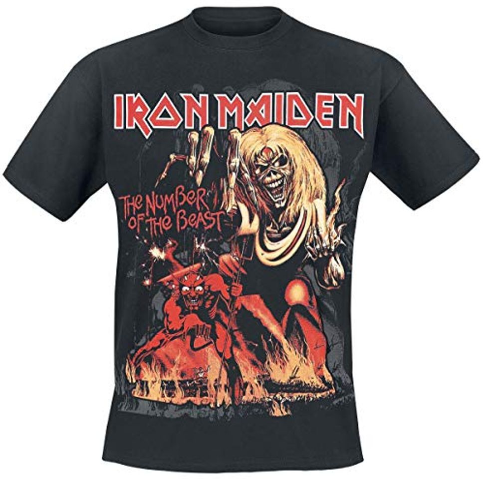 Moda Iron Maiden Number of The Beast Graphic Hombre Camiseta Negro XL