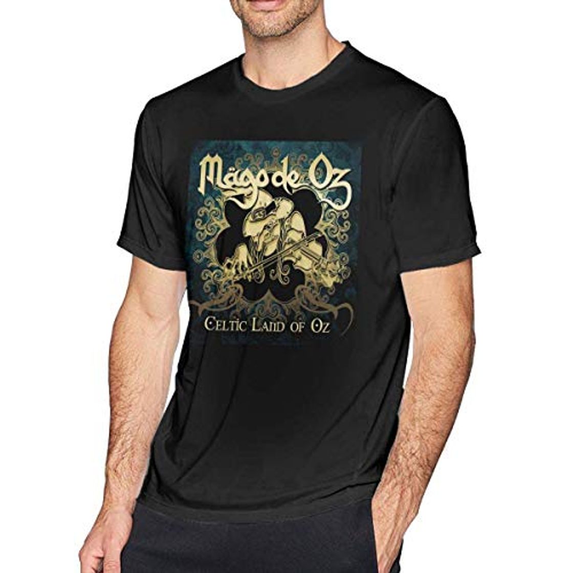 Moda Mago De Oz Camiseta Hombre Algodón Cuello Redondo Confort Manga Corta Camisetas gráficas Negro