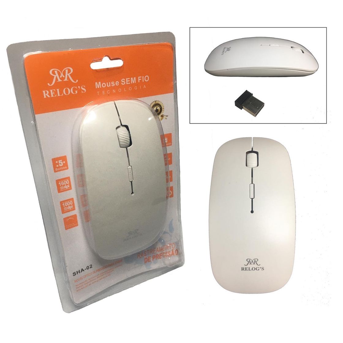 Social Mouse sem fio receptor 1600 DPi pilhas inclusas