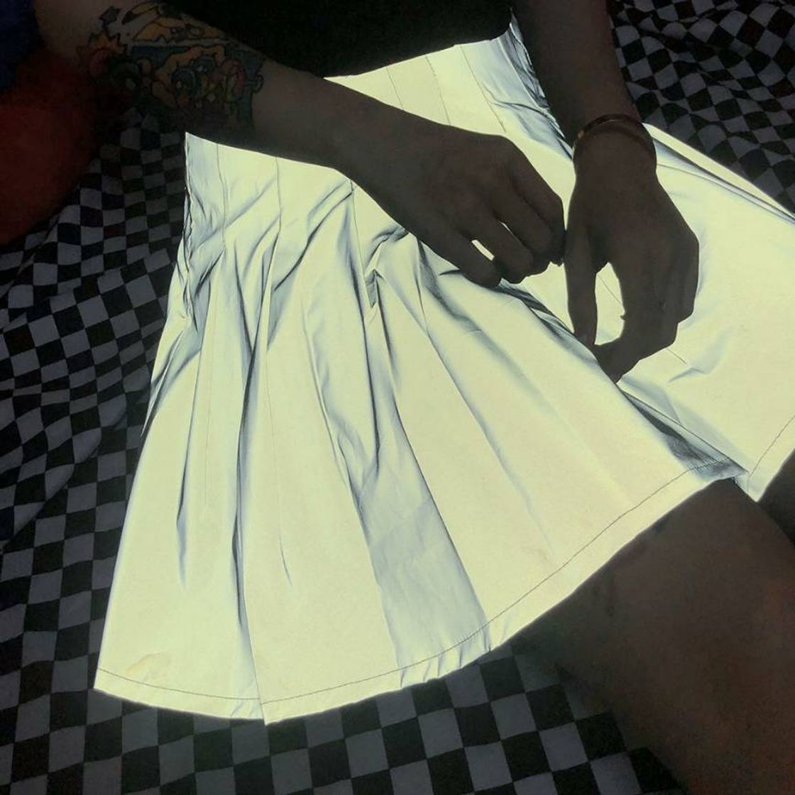 Product REFLECTIVE PLEATED SKIRT