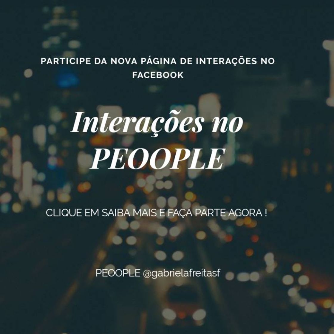 Moda NOVA PÁGINA DE INTERAÇÕES NO PEOOPLE