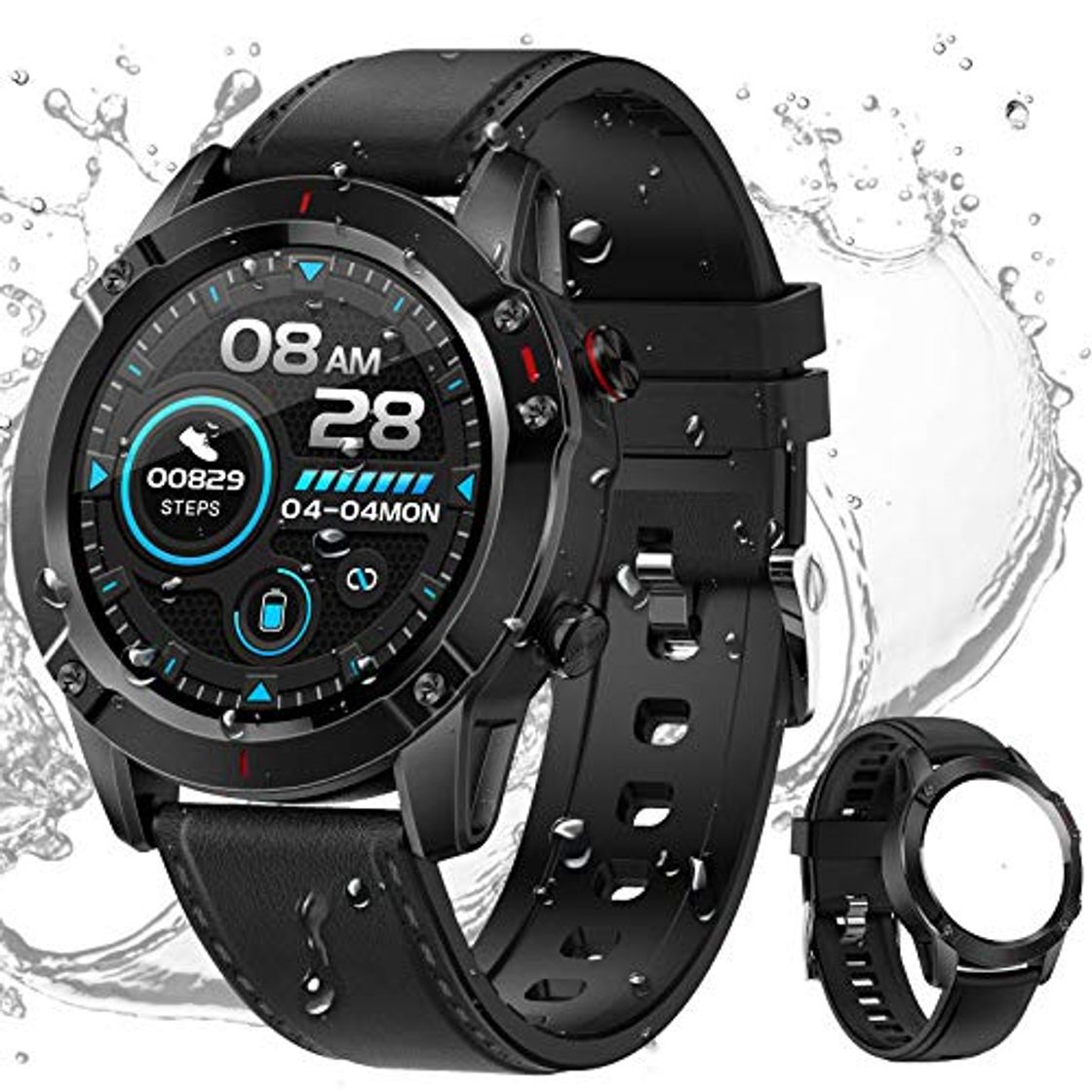 Electrónica HCLKSTORE Smartwatch Fitness Tracker Reloj Inteligente Hombre Pulsera Actividad IP68 con Correa