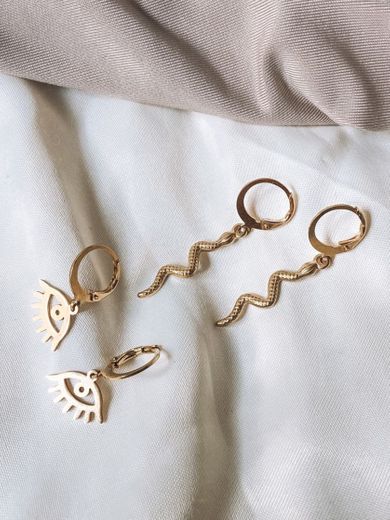 Gold Dangle Earrings with pendants
