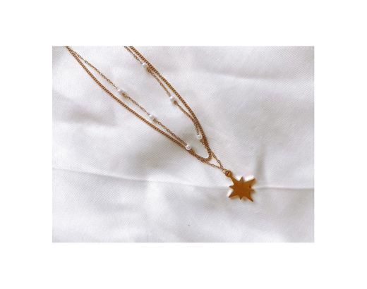 Gold Chain Double Star Necklace