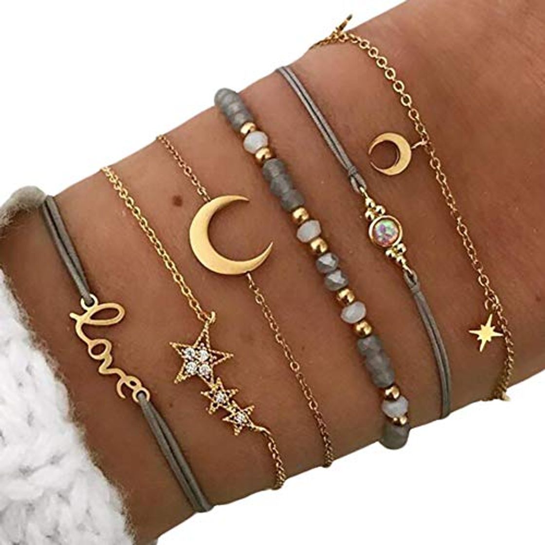 Social Hosaire Conjunto Estrellas y Luna Pulsera de Mujer Regalos para Las Mujeres