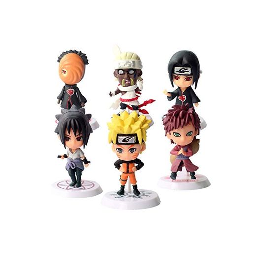 Yisscen Acción Juguetes Modelo Muñecas Mini Muñeca de Naruto Niños Mini Juguetes Decoraciones Pastel Suministros de Decoración Tartas 6 Piezas