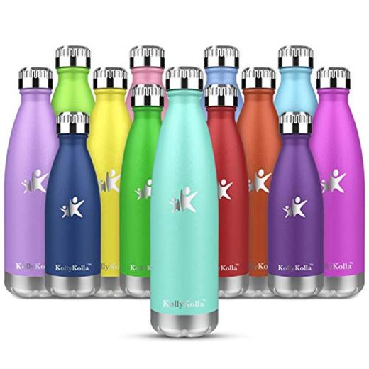 KollyKolla Botella de Agua Acero Inoxidable, Termo Sin BPA Ecológica, Botellas Termica