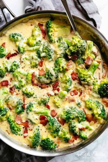 Creamy Garlic Parmesan Broccoli & Bacon 😋