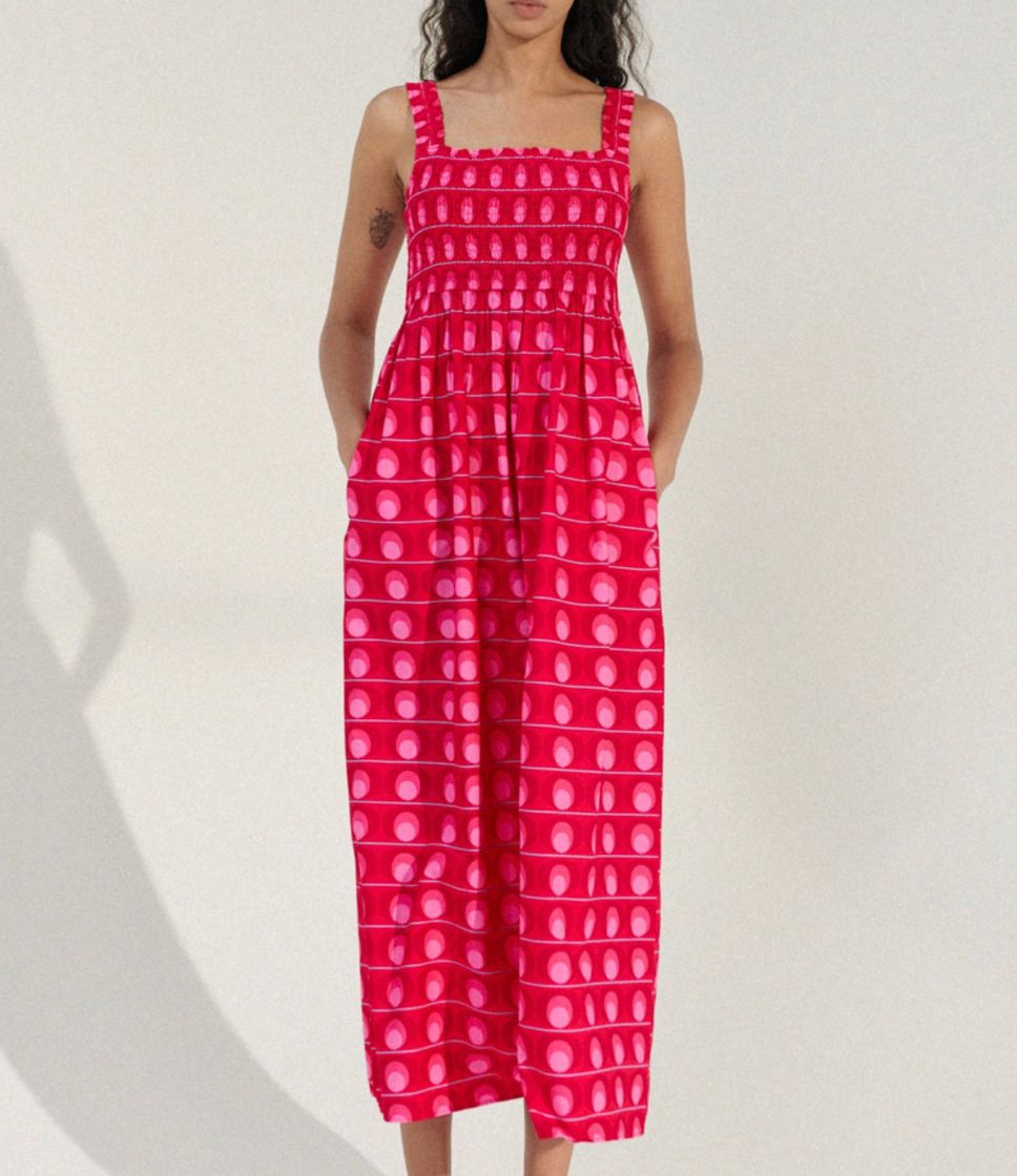 Social ZARA vestido rosa e encarnado 