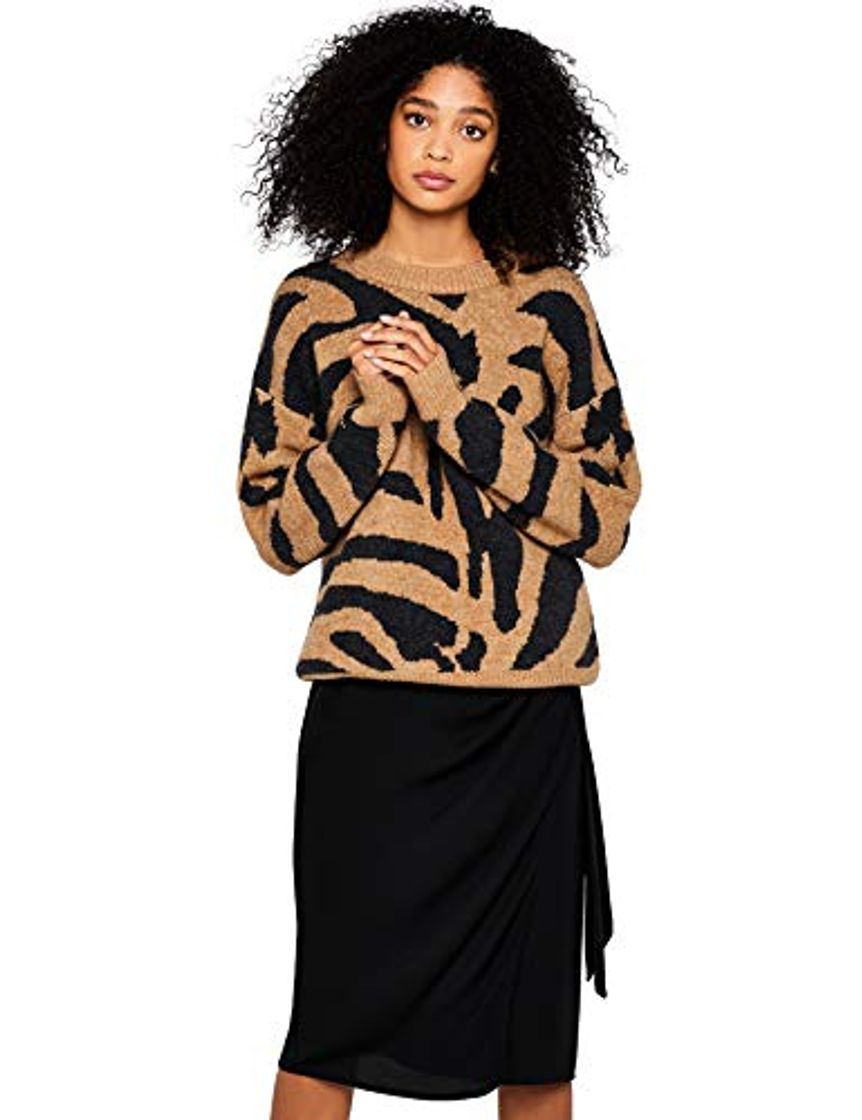 Fashion Marca Amazon - find. Jersey Tigre Mujer, Beige