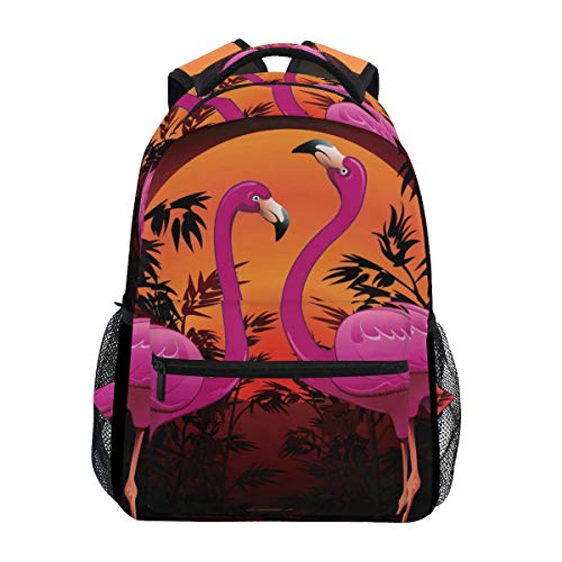 Fashion Belleza Rosa Puesta De Sol Flamenco Mochila Infantiles para Niños Niñas Hombro Mochilas para Portátil De Viaje Mujeres Hombres