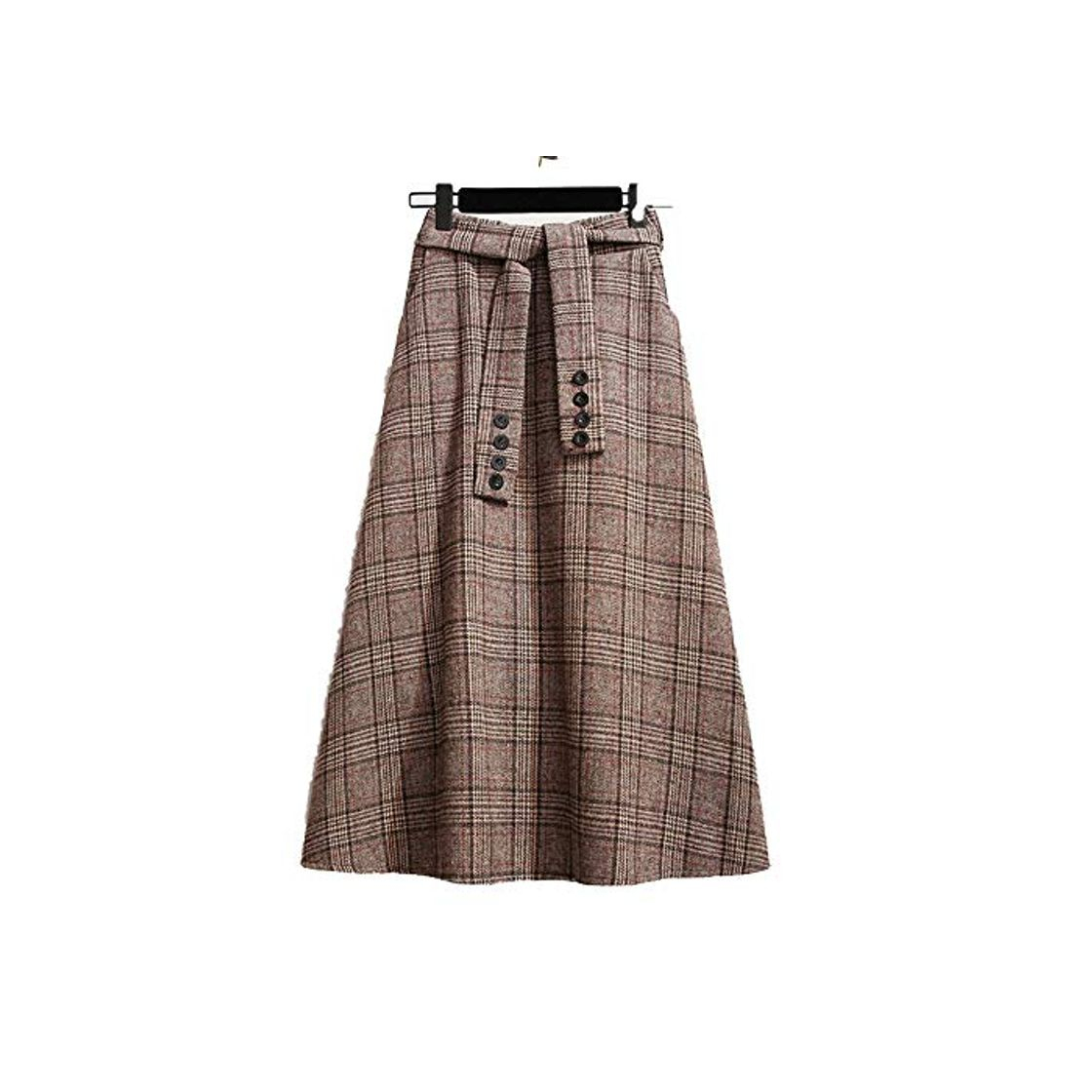 Fashion Faldas de Gran Tamaño de las Mujeres Otoño e Invierno de Lana de 2019 Nuevo Plaid para Mujer de Cintura Alta Gran Swing Jupe Señora Femme Saia F1920