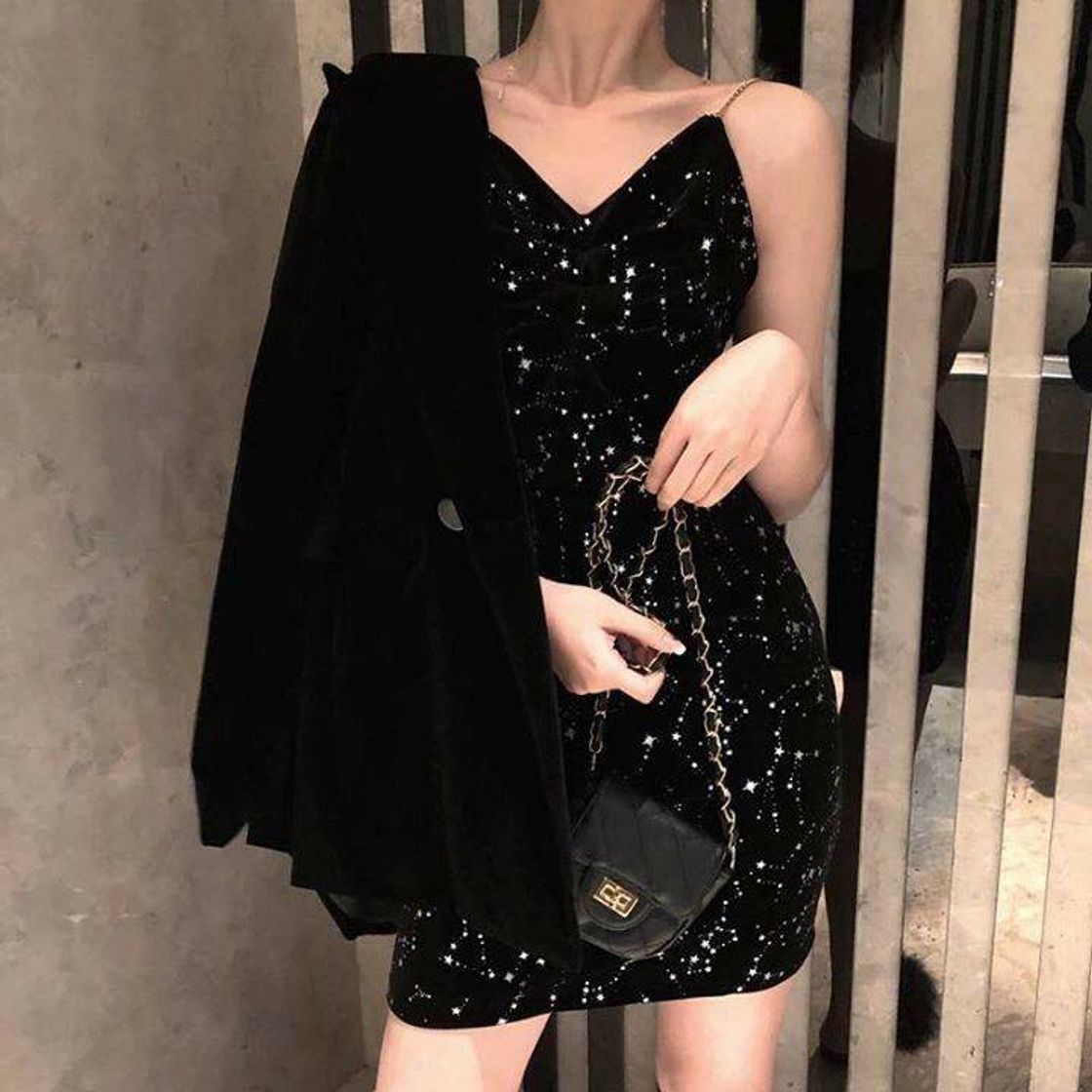 Fashion Vestido Preto brilhoso ✨🖤