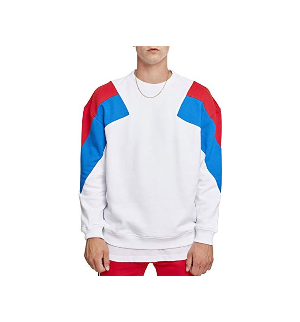 Moda Urban Classics Oversize 3-Tone Crew Sudadera, Blanco