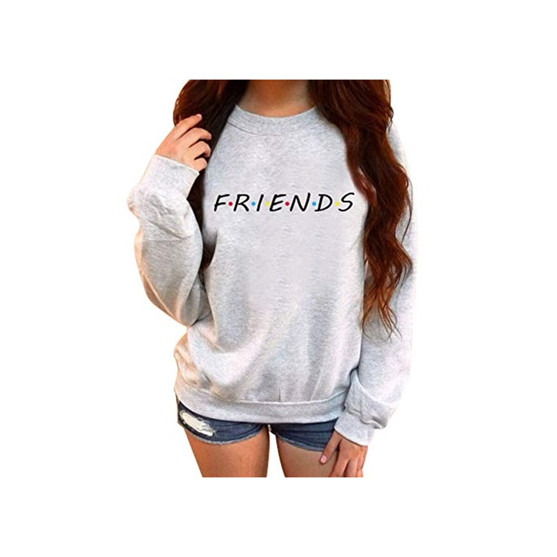 Moda Mujer Sudaderas Friends Imprimir Sudadera Manga Larga Cuello Redondo Pullover Hip Hop Hoodie Camiseta Blusa Tops Suéter Otoño Invierno Casual