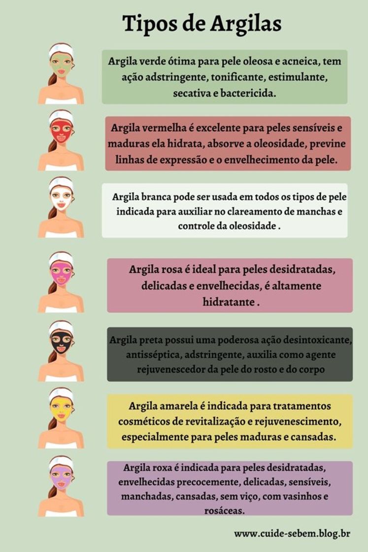 Fashion Tipos/Funções de Argilas🧖🏼‍♀️