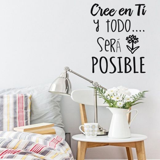 Frase Vinilo "Cree en ti y todo será posible" Vinilos decorativos ...