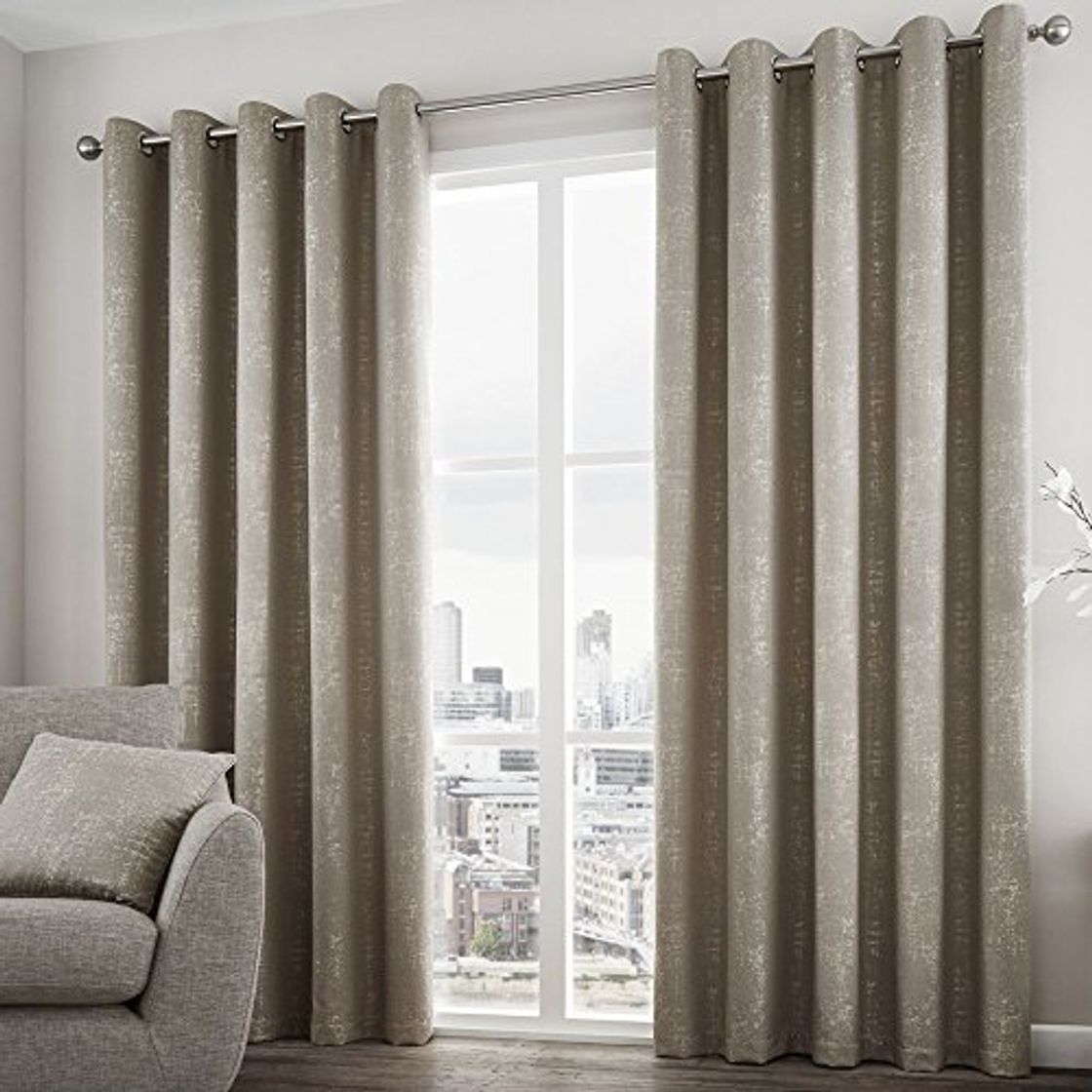 Producto Curtina Solent-Par de Cortinas con Ojales Jacquard, Piedra, Curtains: 66" Width x