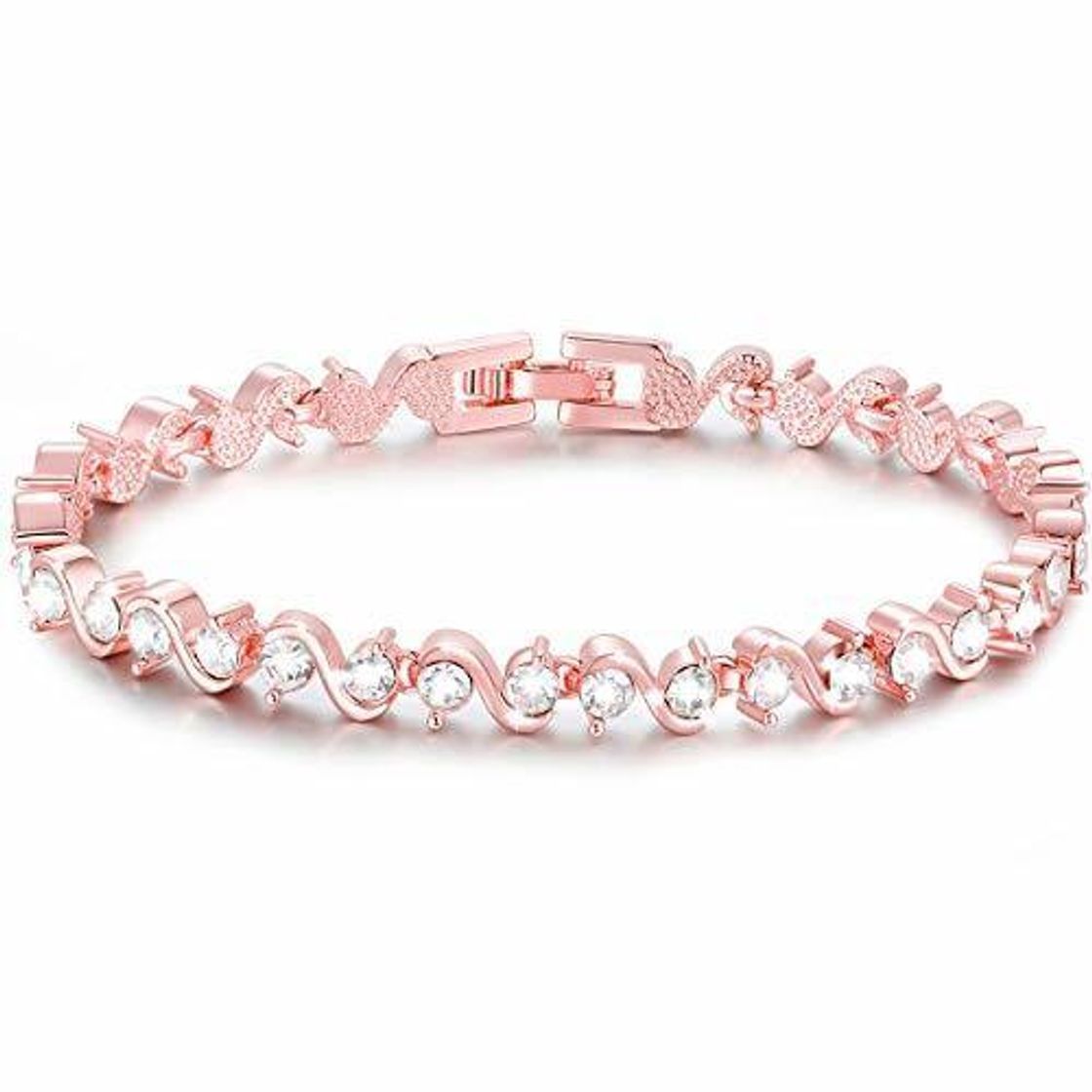 Moda Pulsera de Zirconia cúbica Swarovski Element de S Shape Sparkle, Pulsera bañada