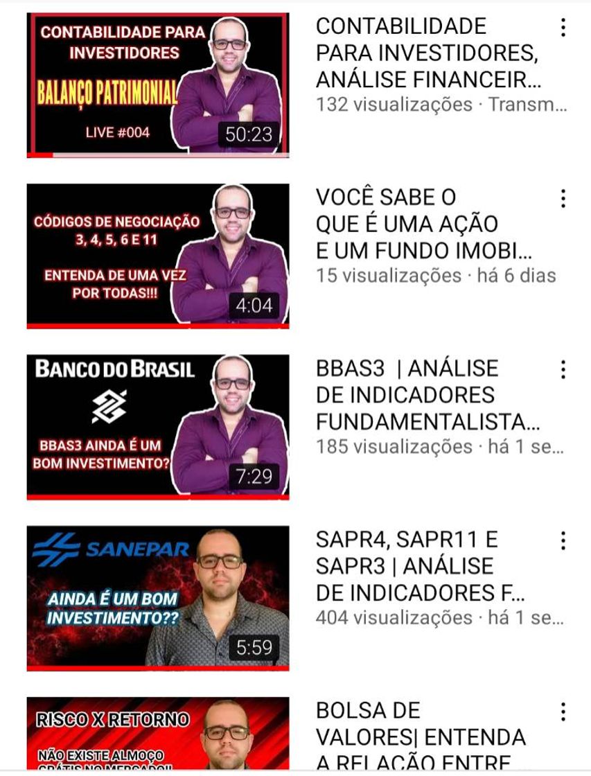 Moda Canal YouTube sobre Educação financeira. 