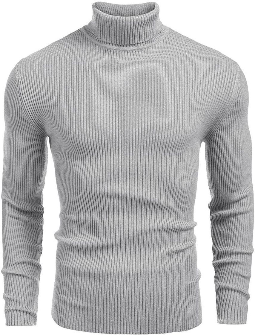 Moda COOFANDY suéter de cuello alto de punto para hombre