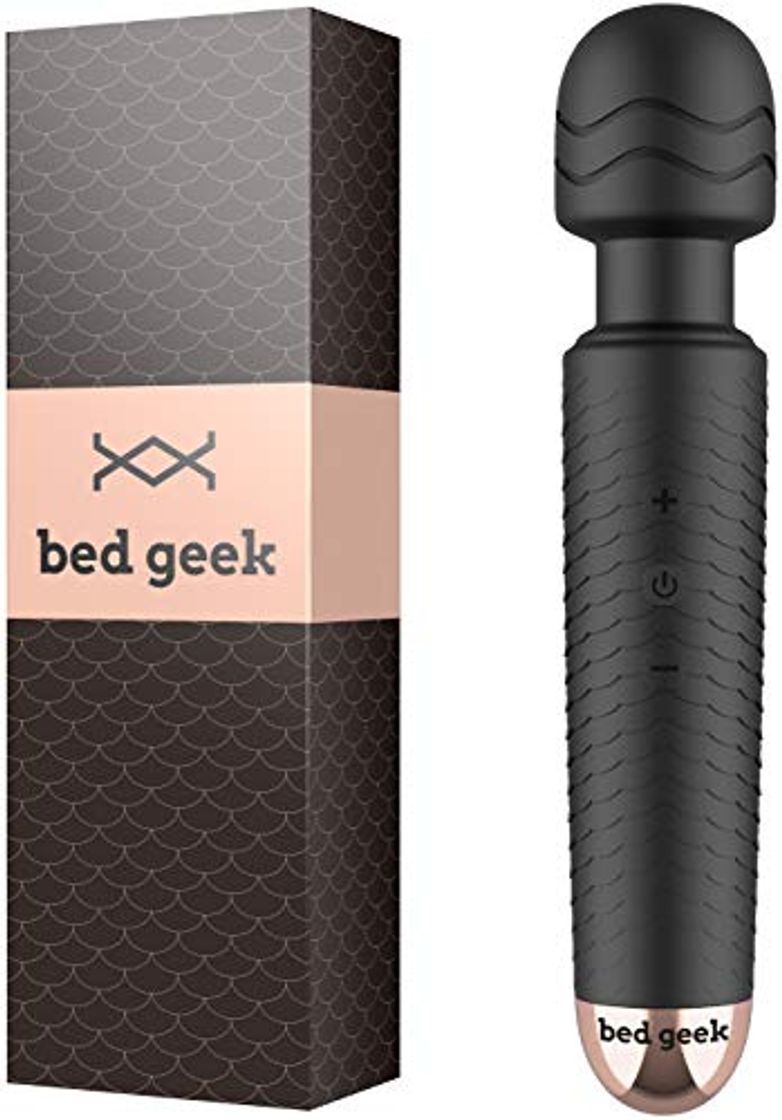 Products Masajeador de Varita de bed geek Inalámbrico de mano Masaje eléctrico Piel Suave Silicona 25 patrones USB resistente al agua Alivio de estrés Recargable Recuperación deportiva Negro