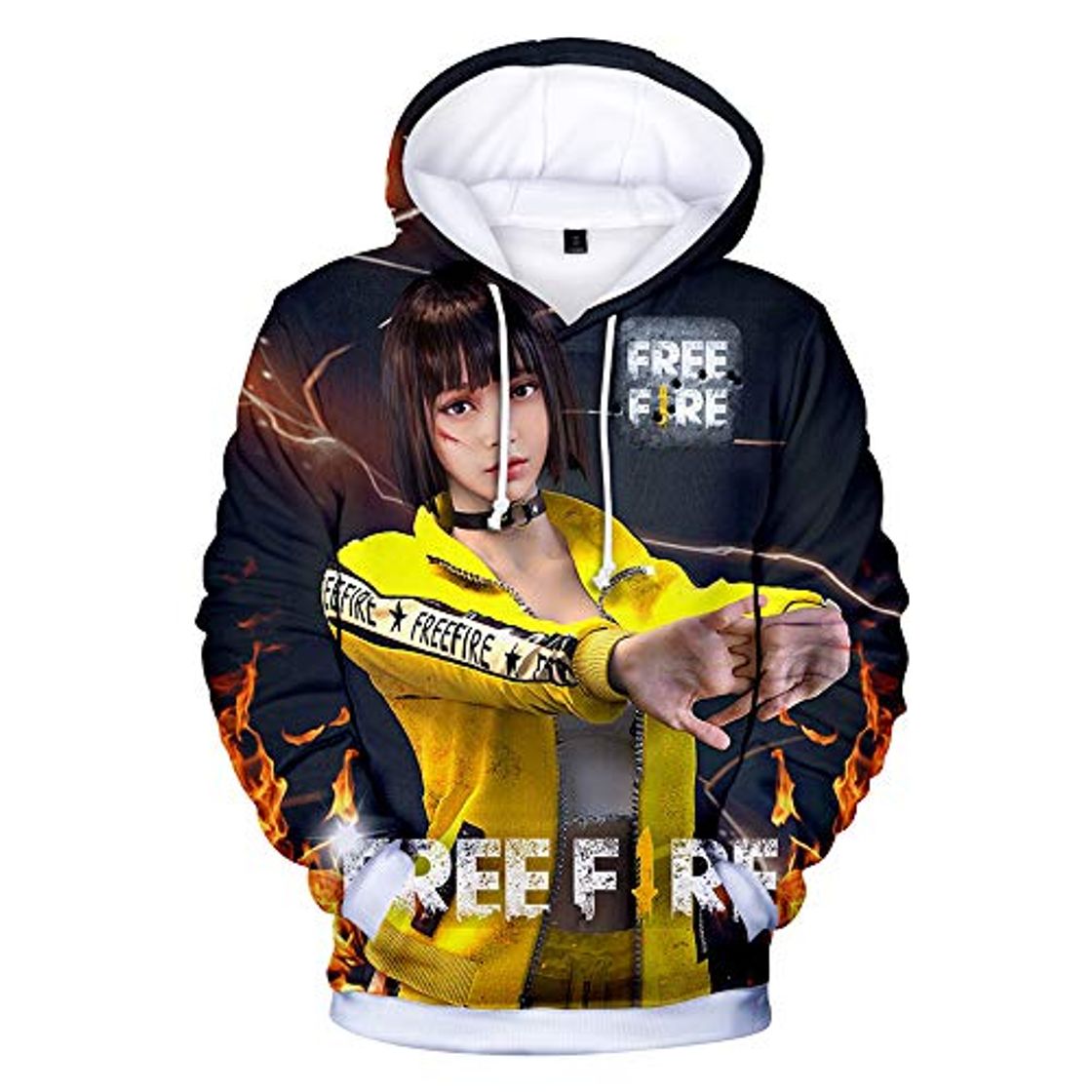 Moda Unisex Free Fire Digital Print Sudaderas con Capucha 3D Sudadera con Capucha de Manga Larga Suéter Simple Suéter Casual para Hombres y Mujeres Chaqueta a Prueba de Viento