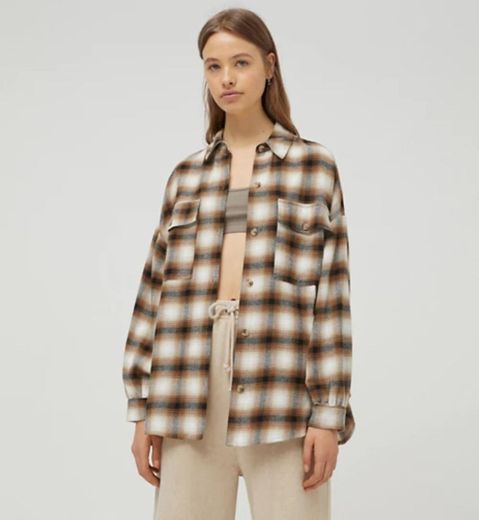Checked brown flannel shirt