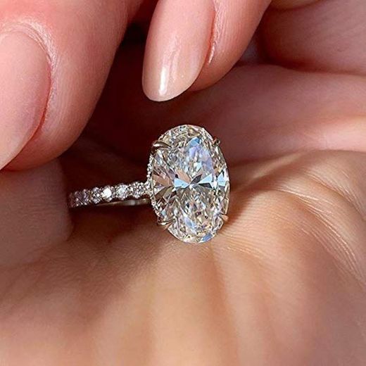 LMKAZQ Oval Rings Eyes Crystal Stone Four Claws Zircon Women's Wedding