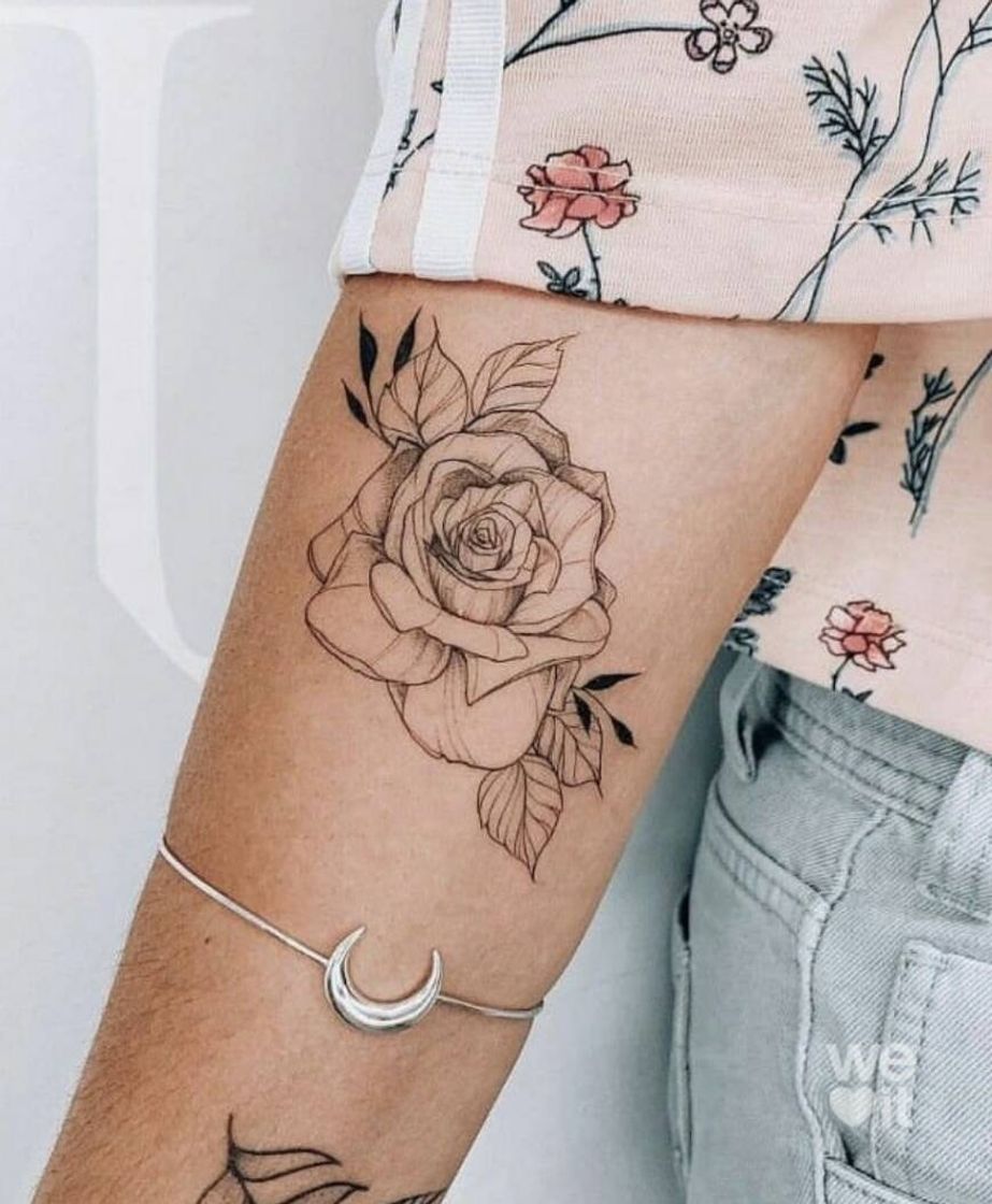 Fashion Tatuagem de rosa feminina delicada 