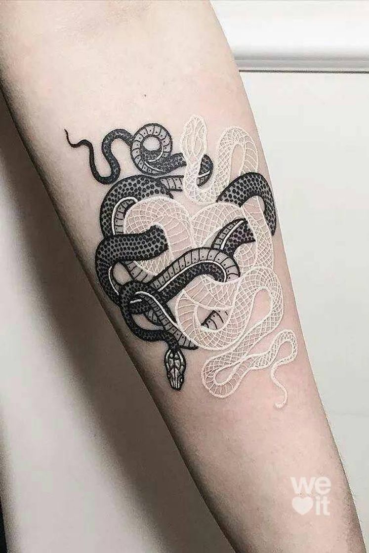 Fashion Tatuagem cobra branca e preta