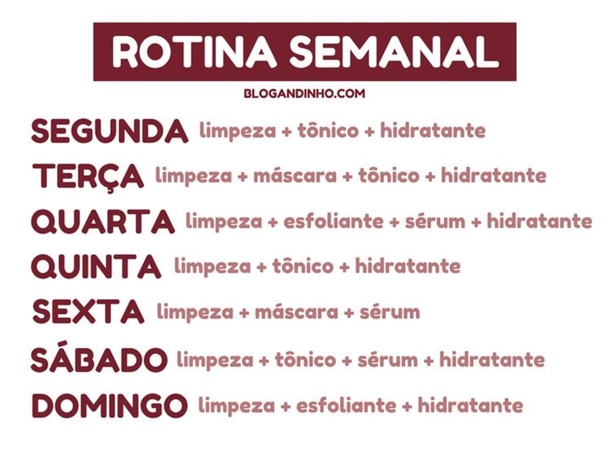 Moda Rotina semanal