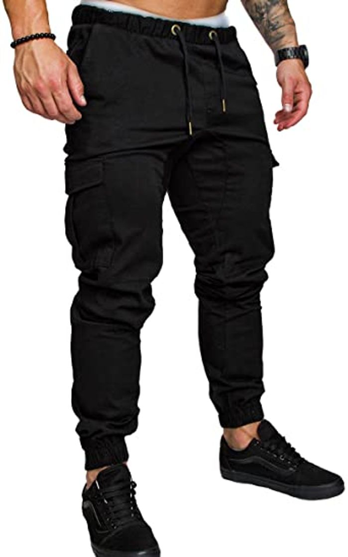 Product FGFD Pantalones de Hombre Jogger Deportivos Pantalón Cargo Casuales Chino de Algodón