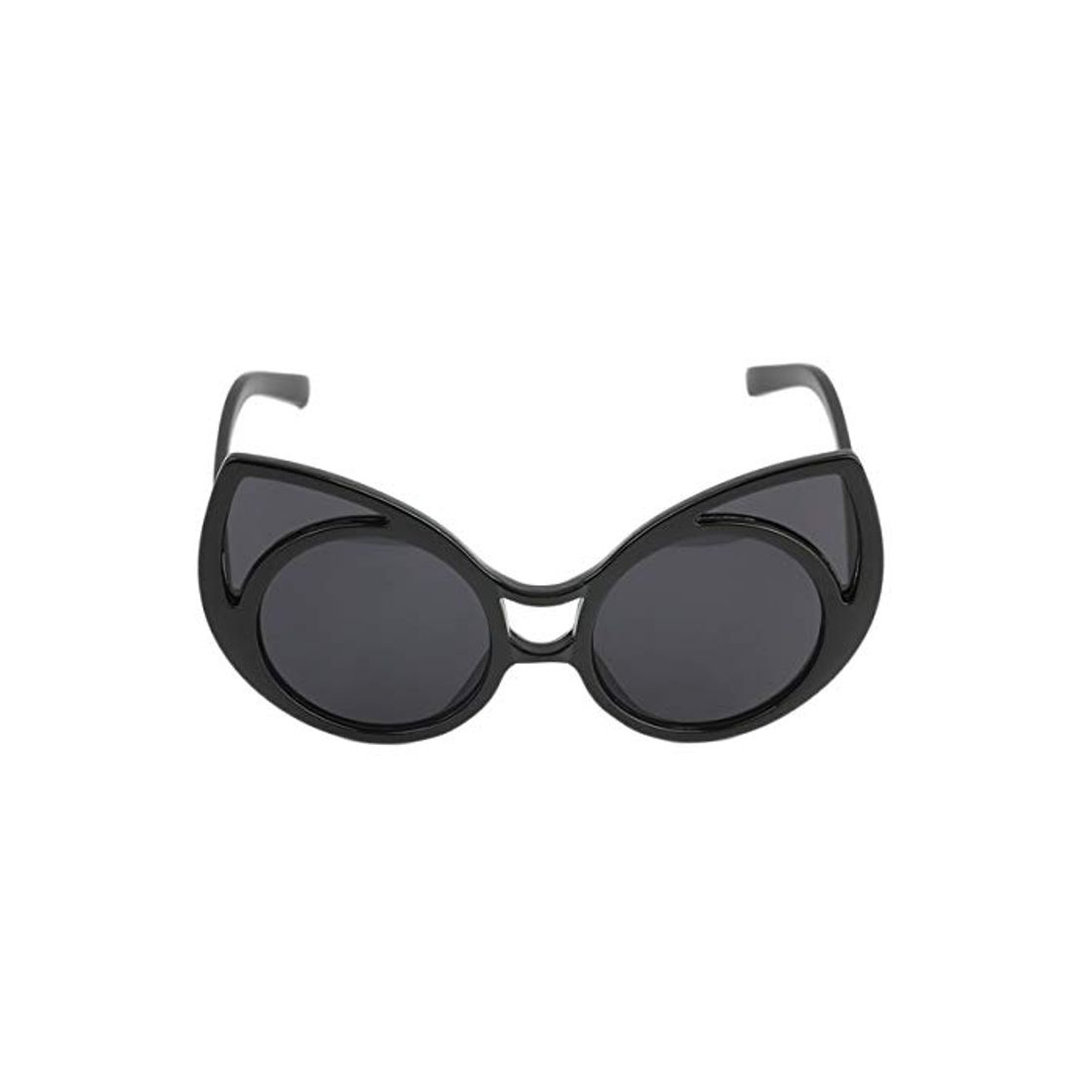 Moda Greatangle Occhiali da Sole da Donna Vintage Alla Moda portatili a Forma di orecchie di Gatto Occhiali da Sole leopardati Occhiali da esterno di Design retrò oculos de Sol Feminino Nero